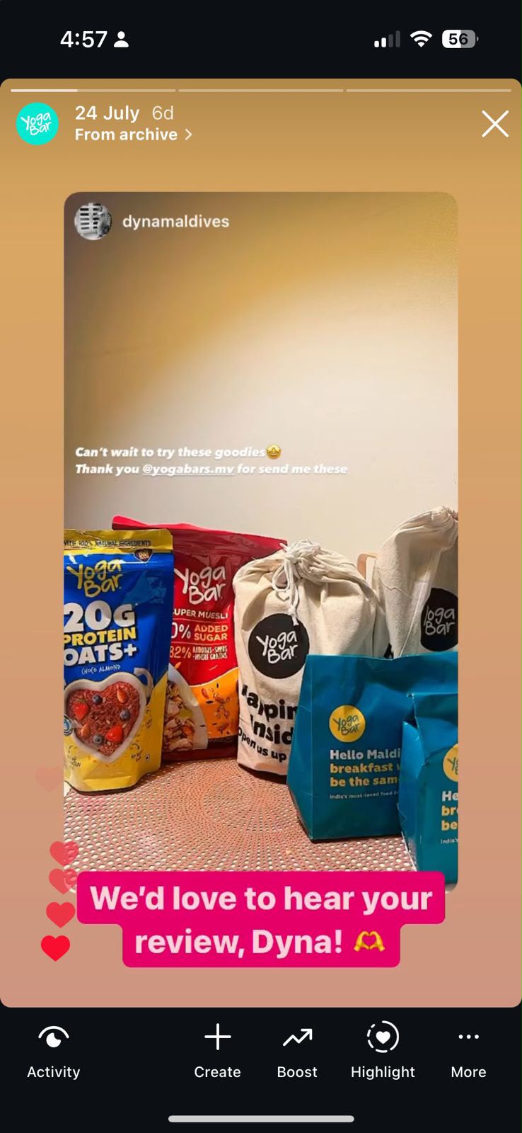 Yoga Bar Maldives product gifting story